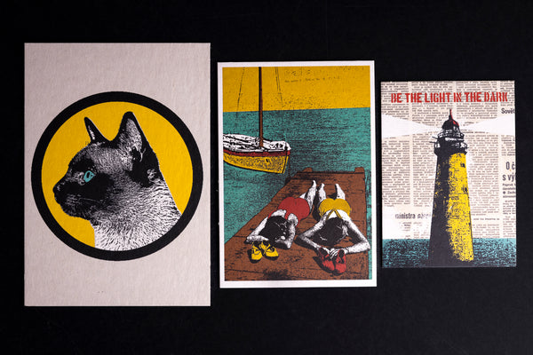 Circle cat - postcard - originální pohlednice XL